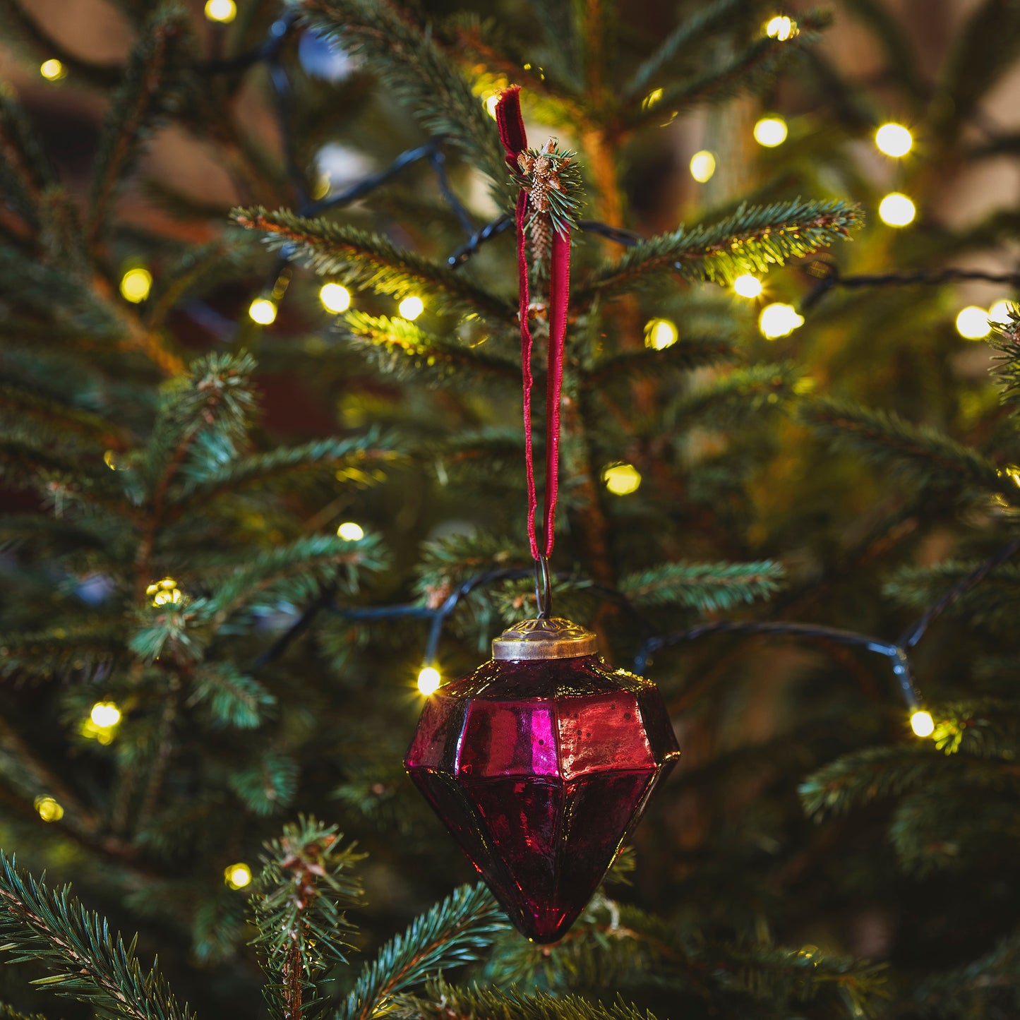 Box of Six Jewel Coloured Glass Baubles