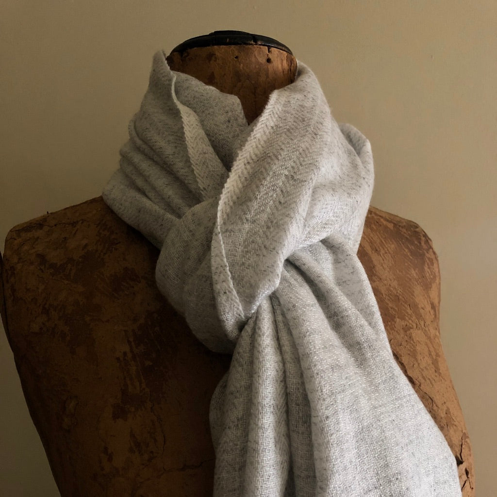 Grey Herringbone Large Scarf