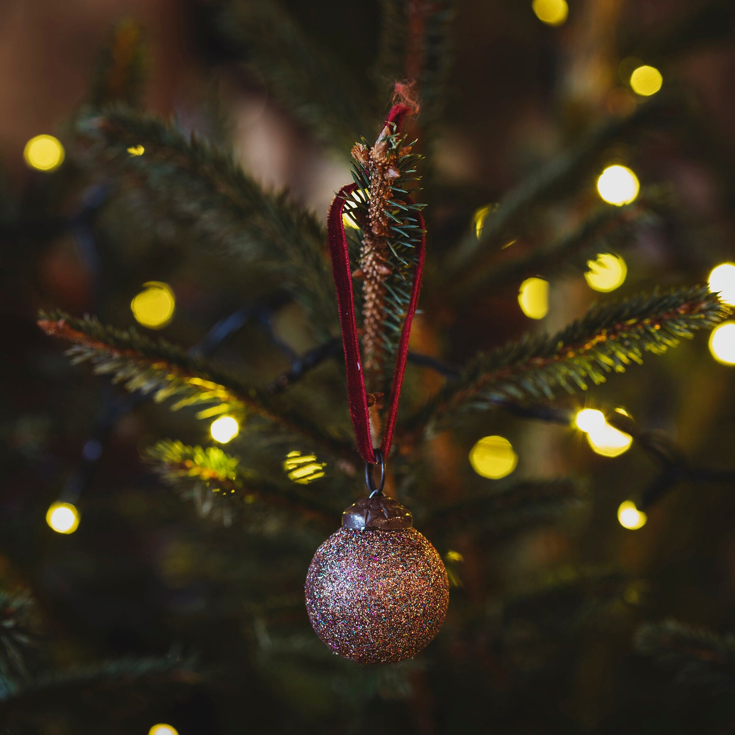 Mini Brown Glitter Ball Decoration