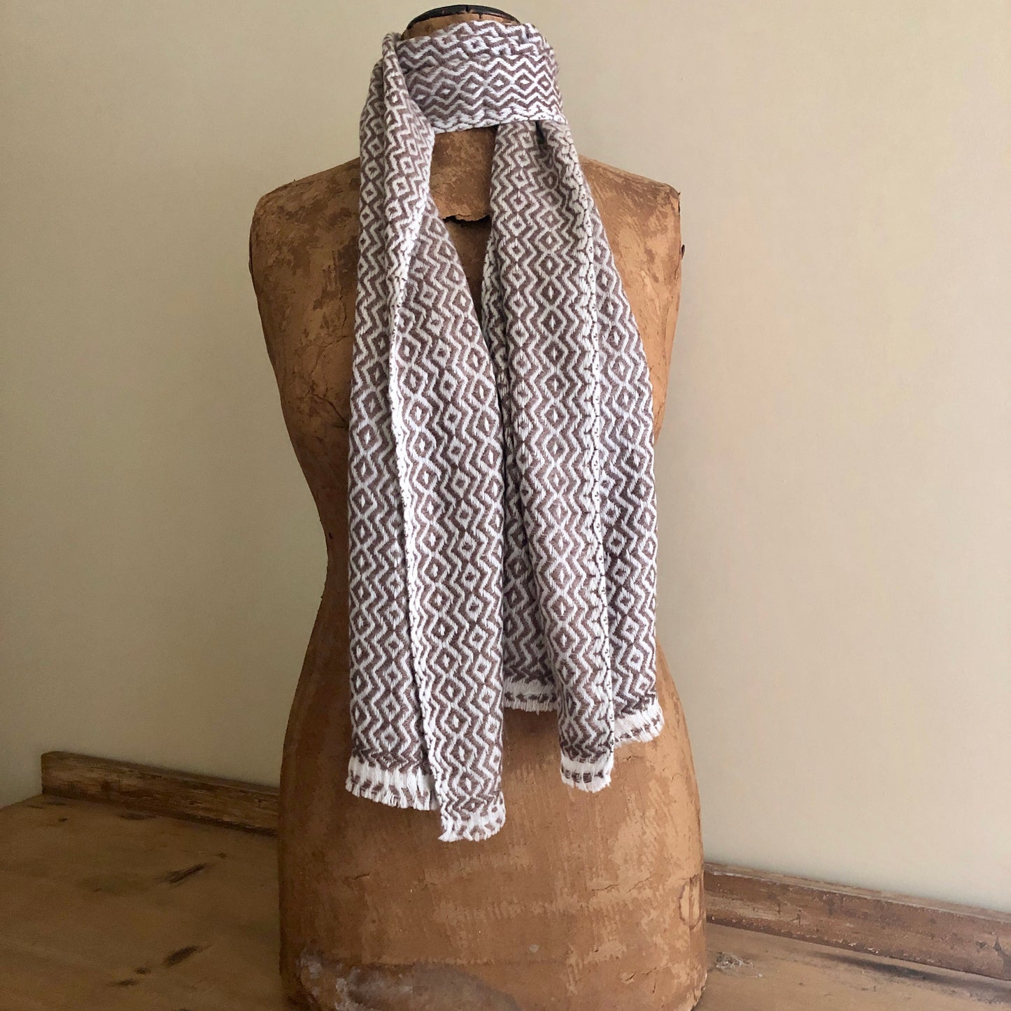 Brown Zig Zag Diamond Small Scarf