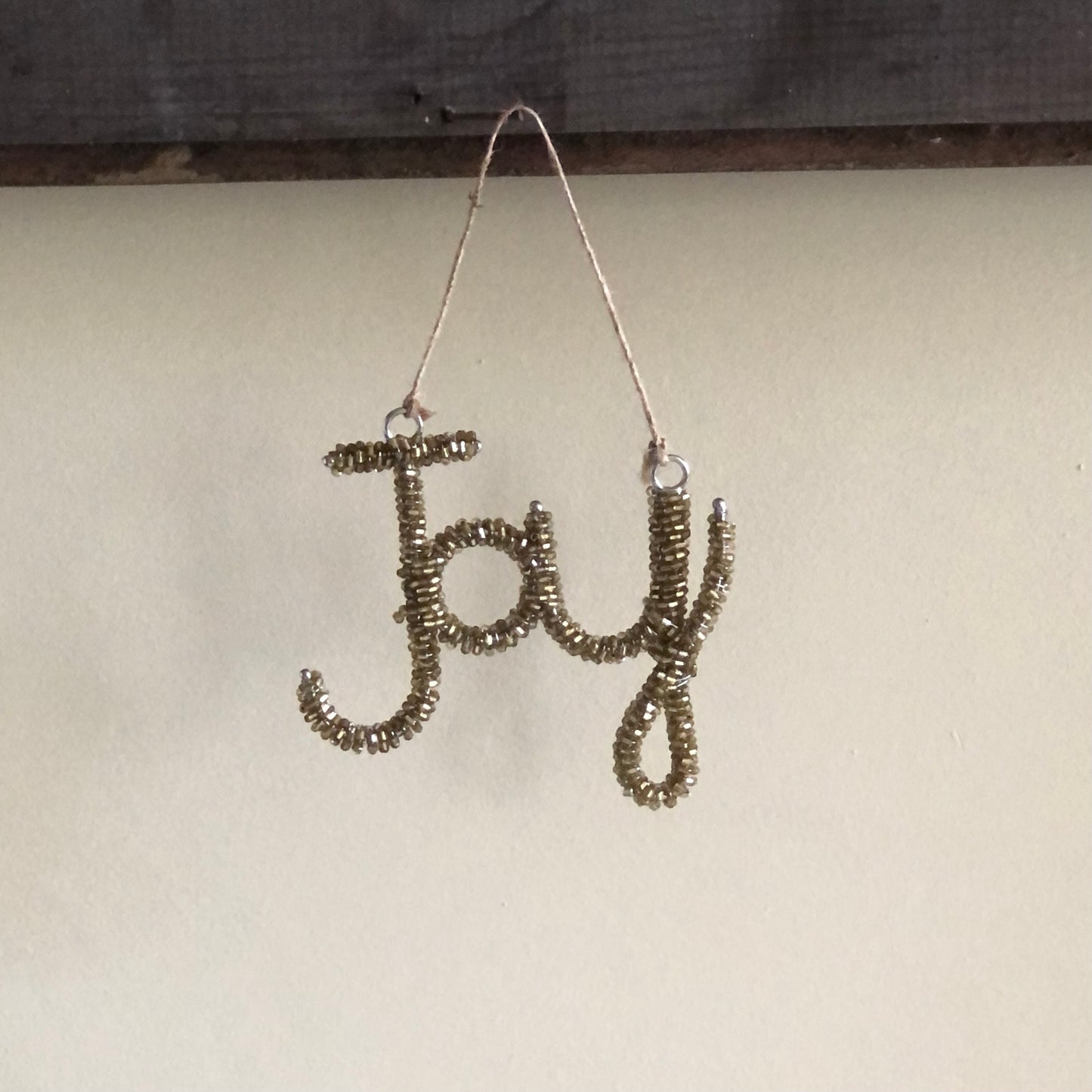 Antique Gold Glass Beaded 'Joy'
