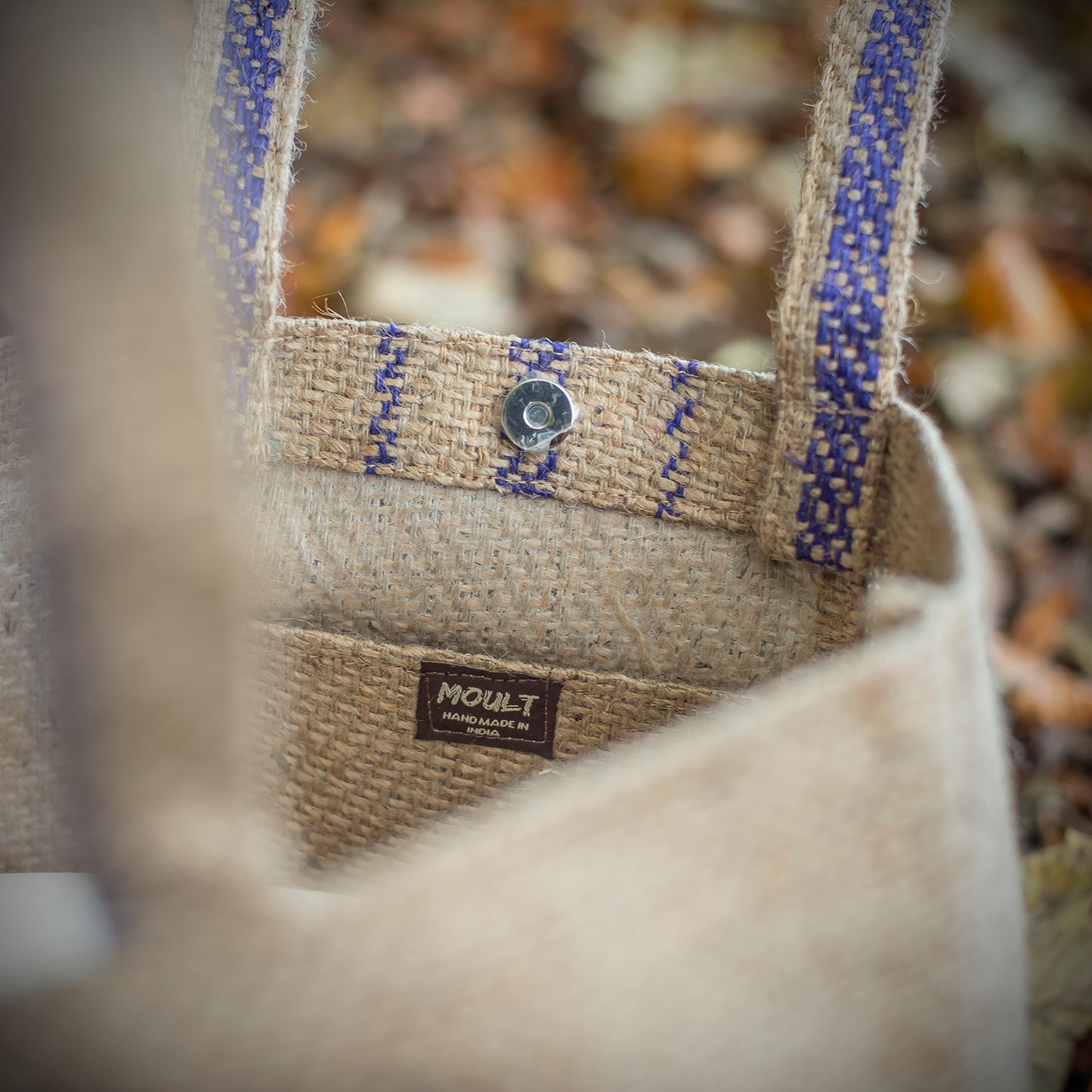 Smaller Purple Stripe Hessian Bag