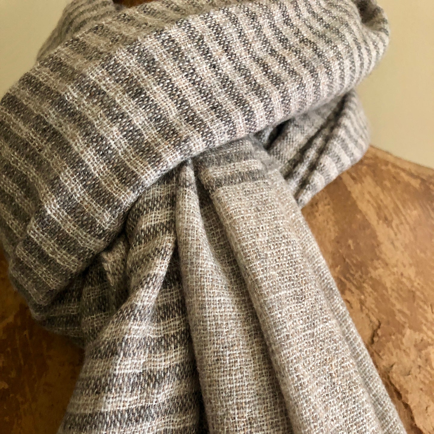 Grey Narrow Stripe Large Scarf