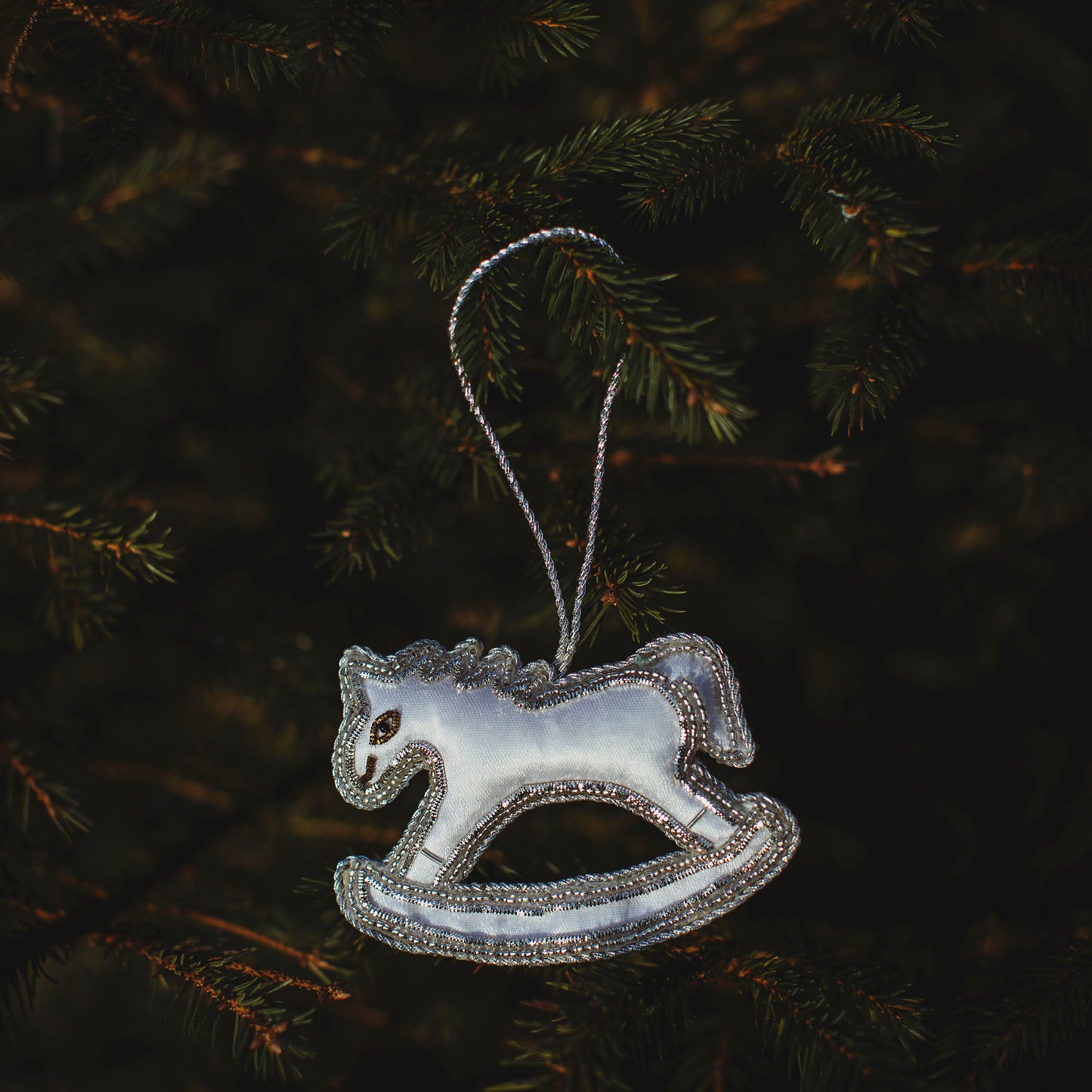 Silver Embroidered Rocking Horse