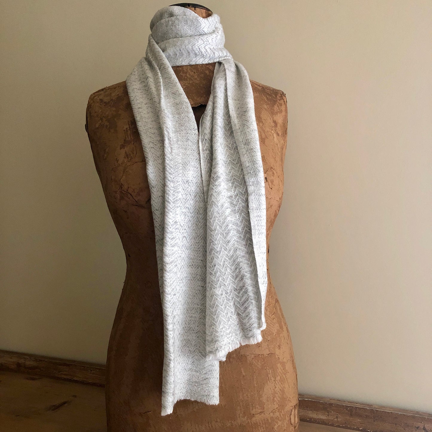 Soft Grey Herringbone Small Scarf