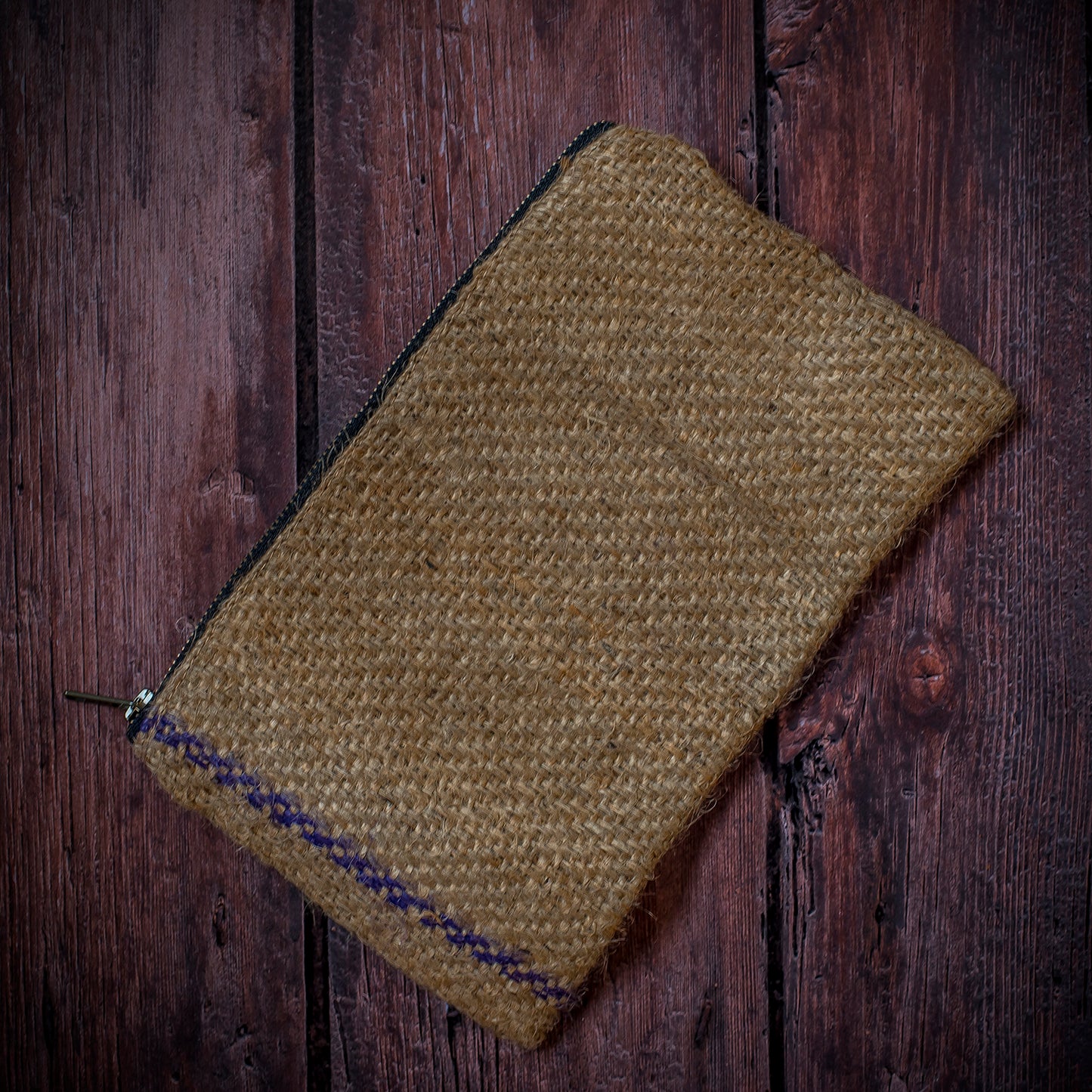 Purple Stripe Hessian Pouch