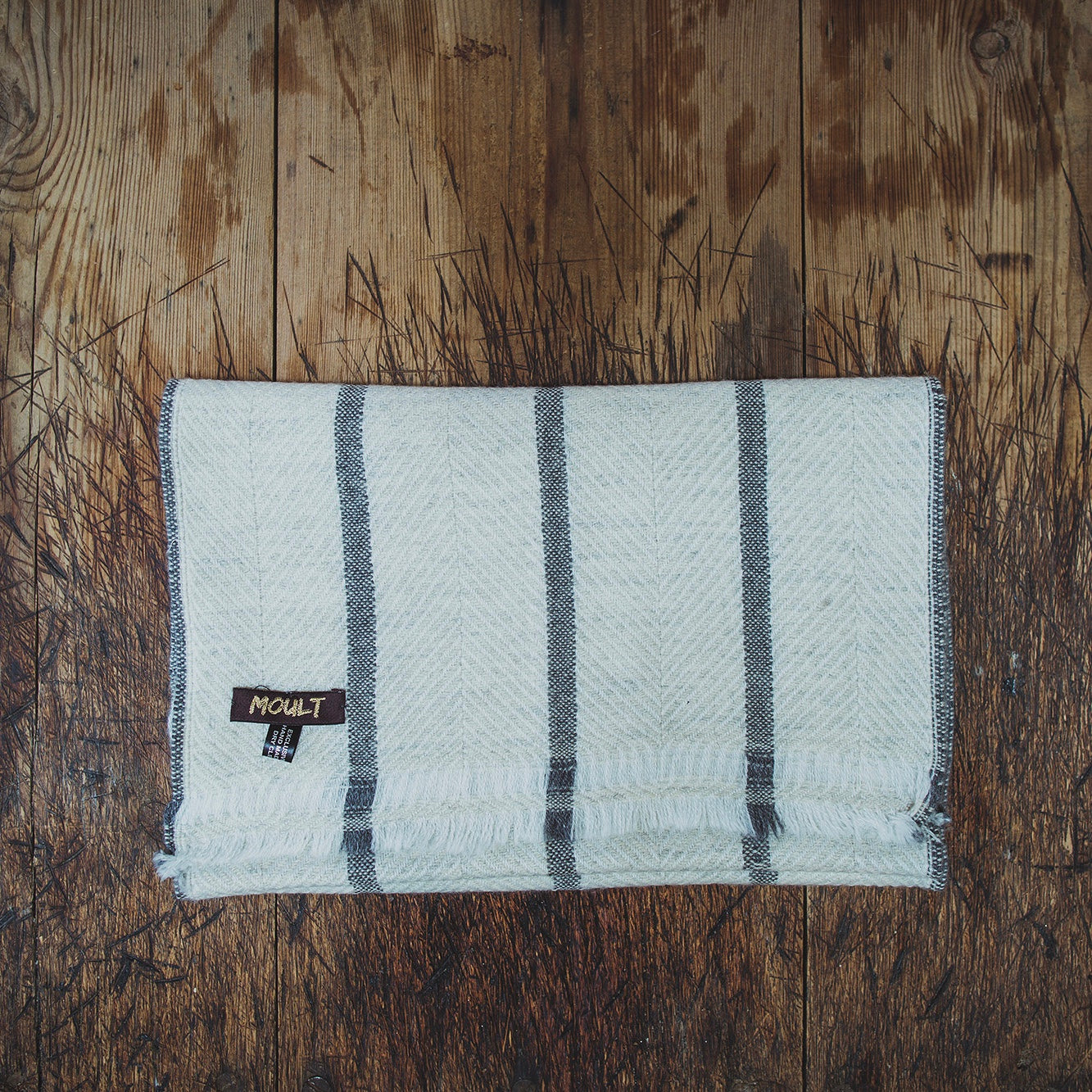 Ivory and Dark Grey Stripe Small Scarf
