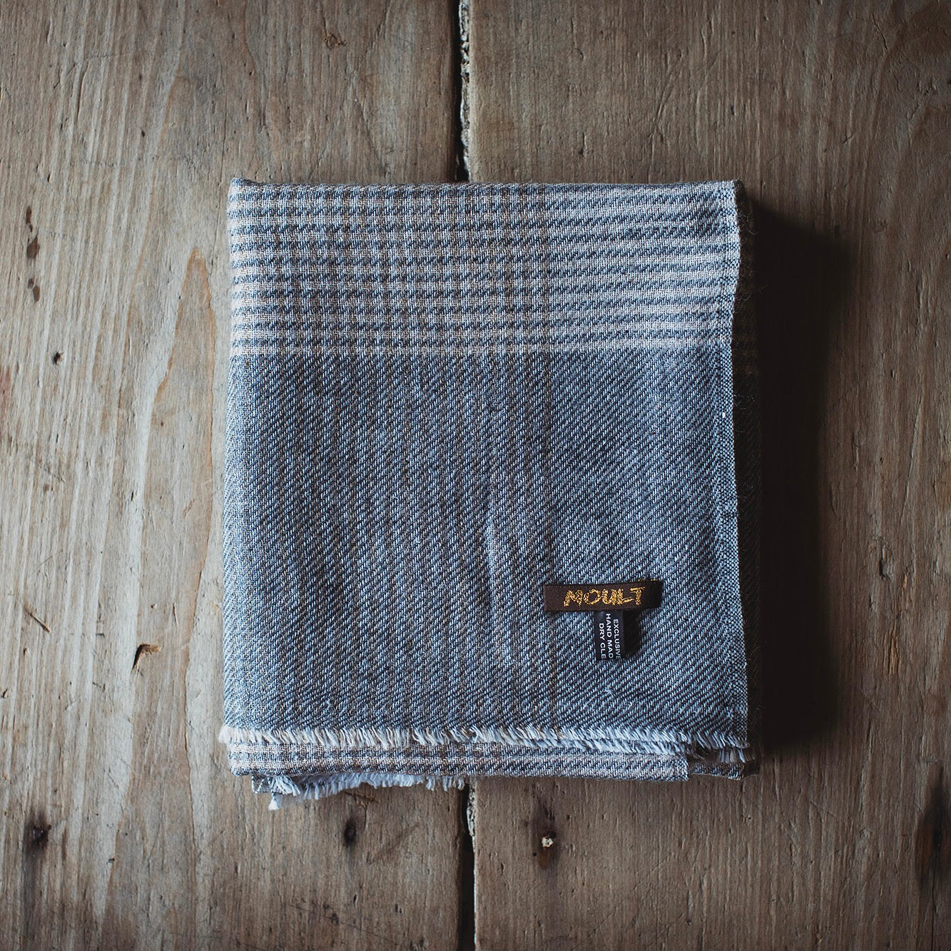 Grey And Fawn Check Large Scarf