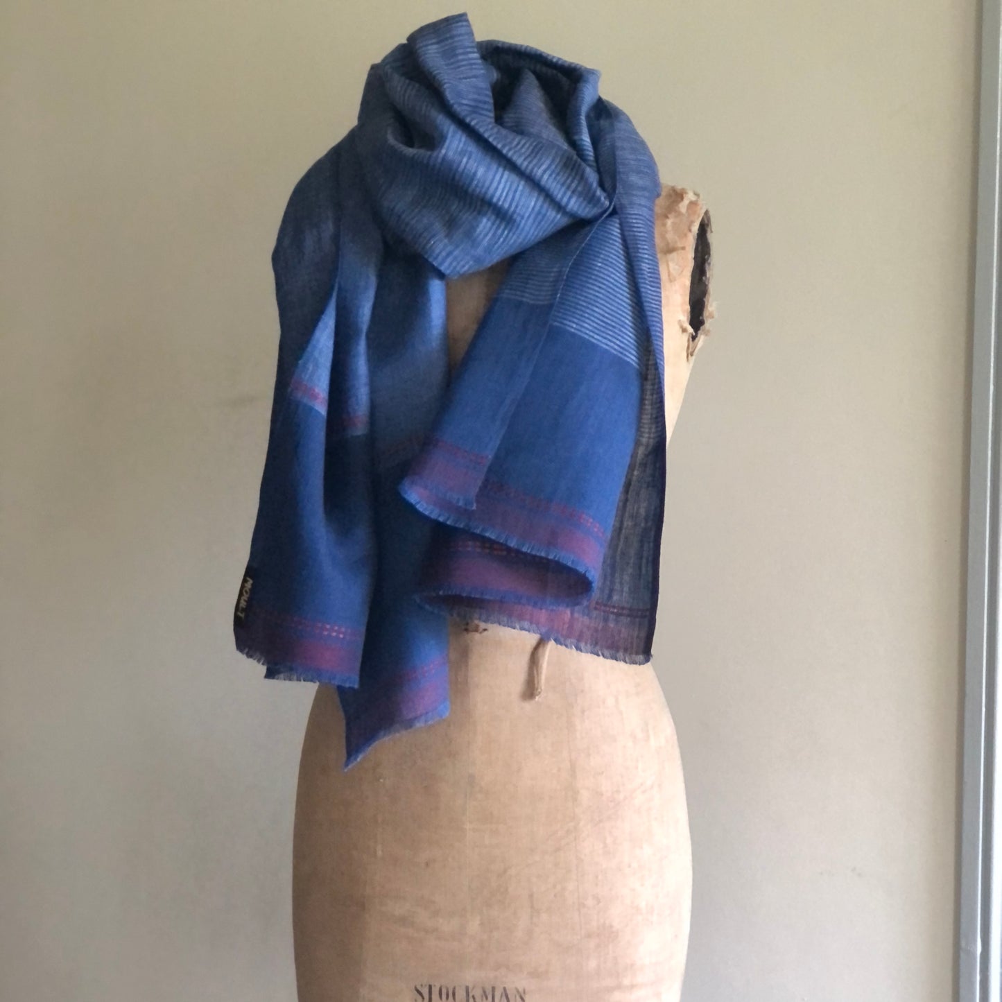 Red Stitch Ink Linen Scarf