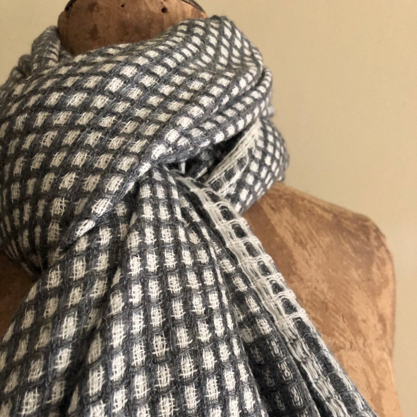 Dark Check Large Scarf