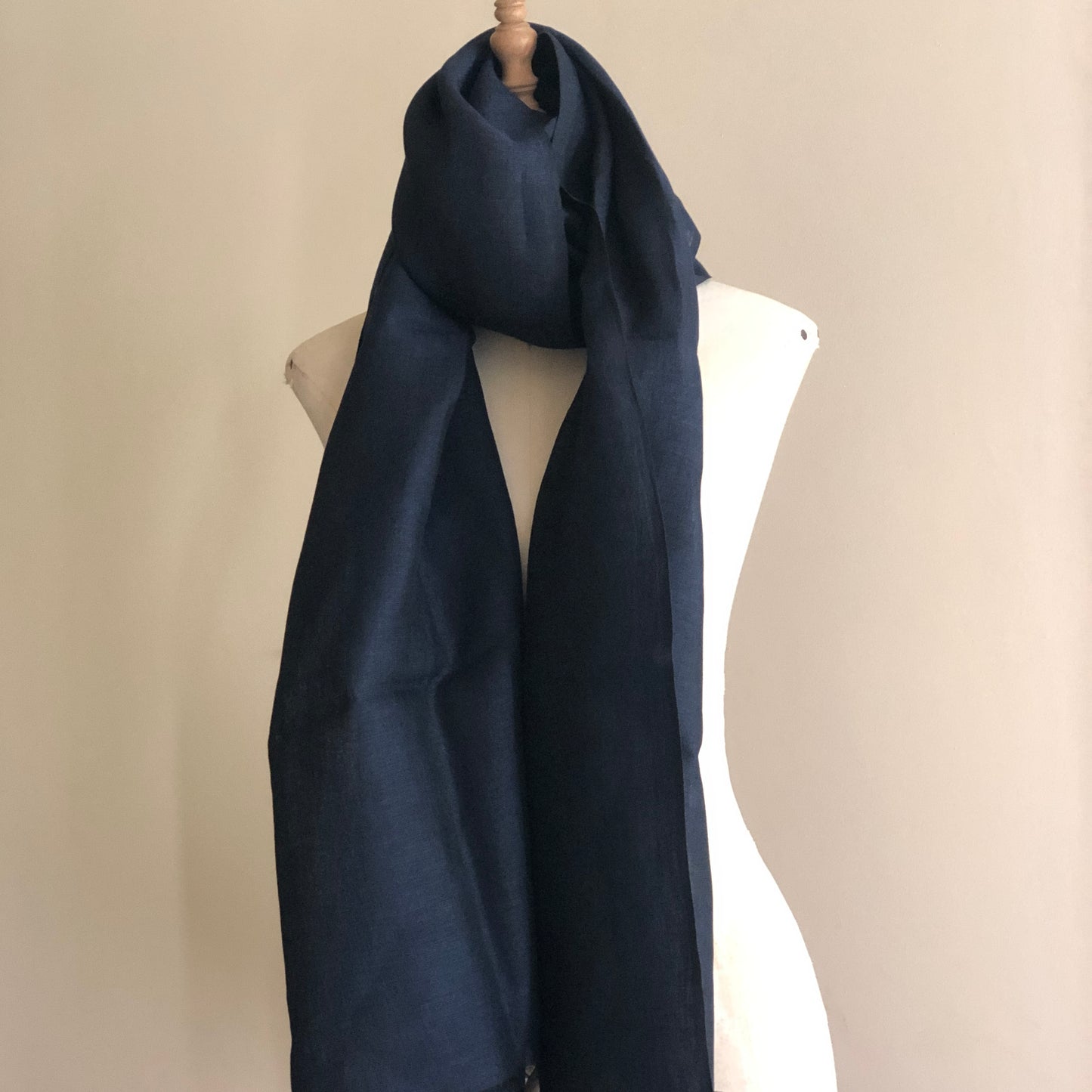 Midnight Blue Linen Scarf