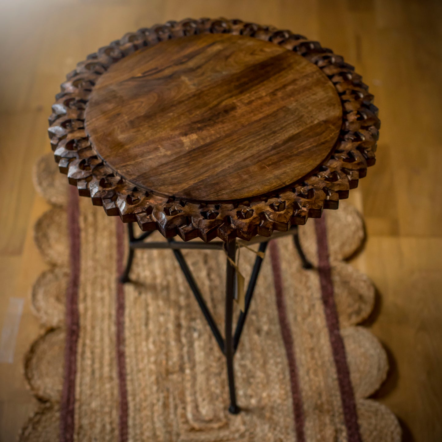 Mango And Metal Side Table