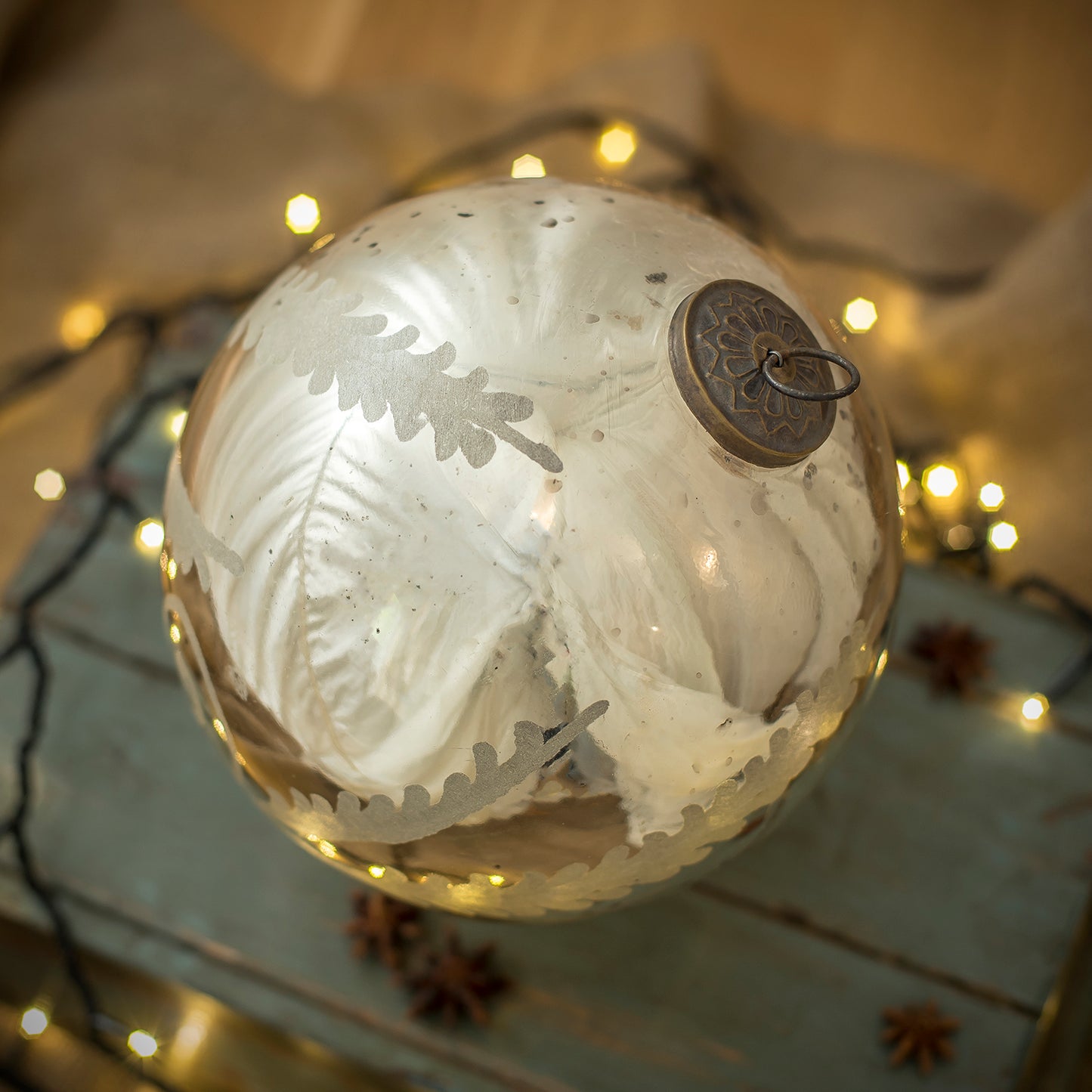 Silver Etched Glass Baubles