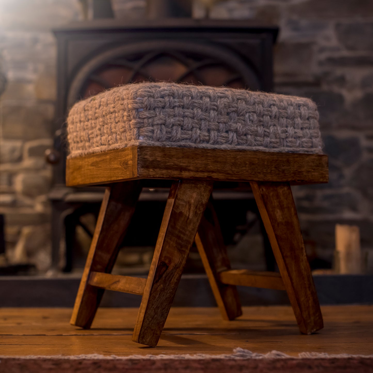 Woven Jute Padded Stool