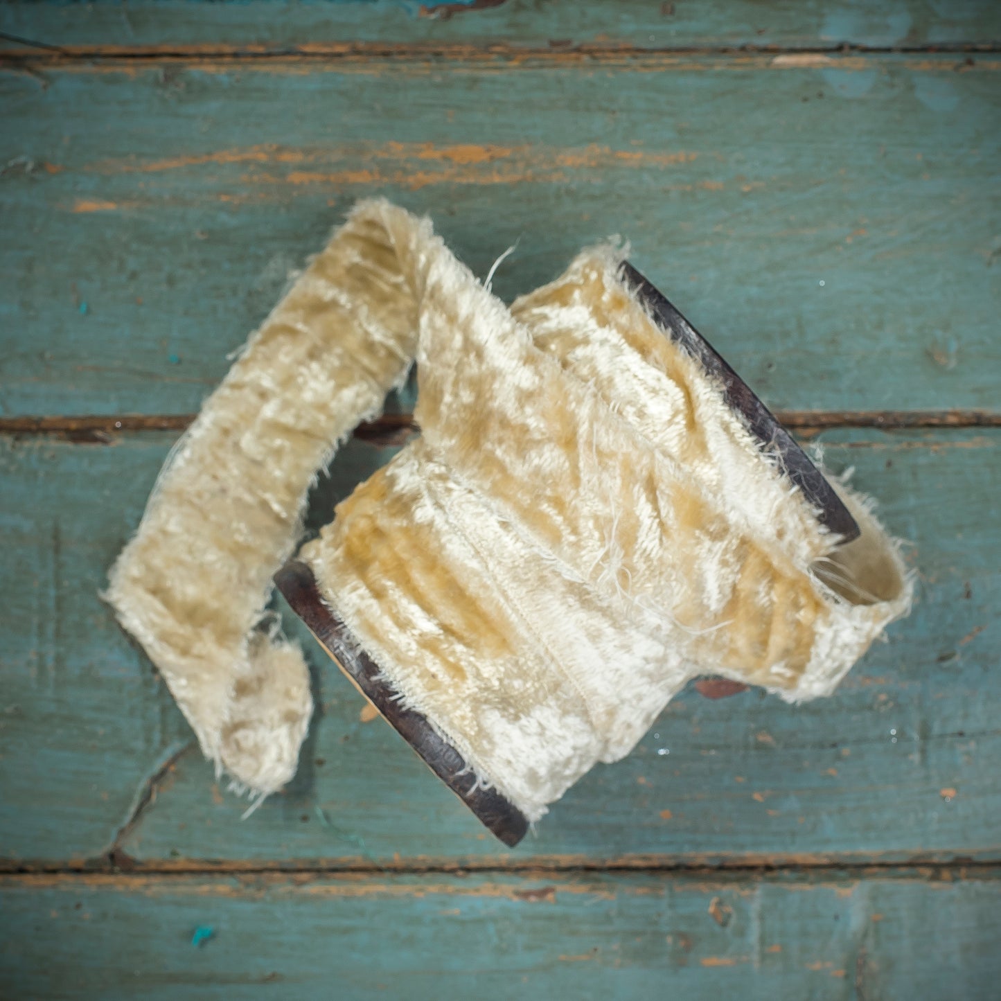 Ivory Wide Frayed Velvet Ribbon