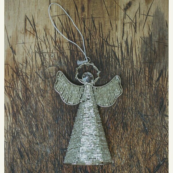 Silver Glass Beaded Angels