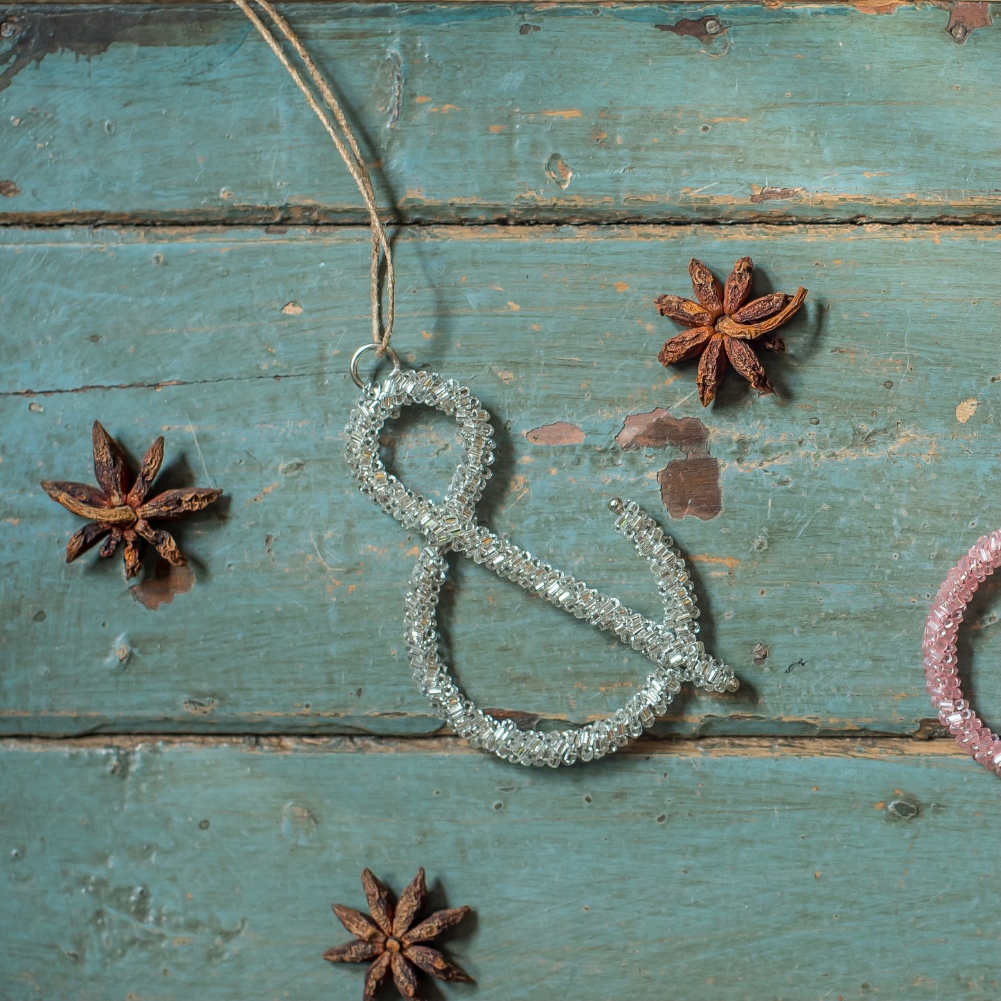 Silver Glass Beaded Letters