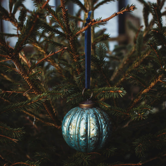 Embellished Turquoise Green Glass Bauble