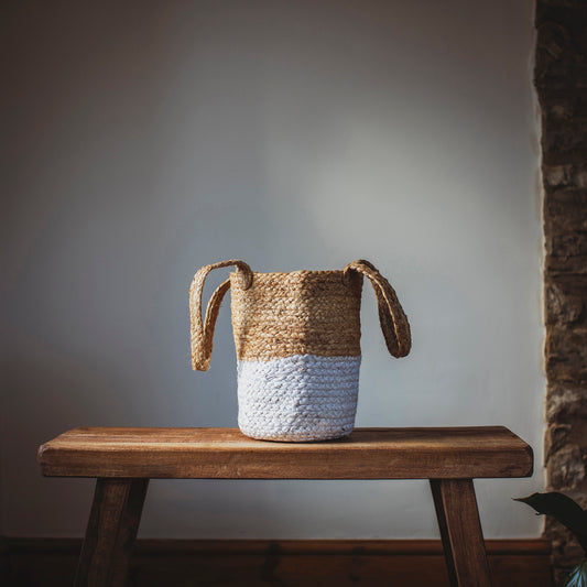 White And Natural Jute Baskets