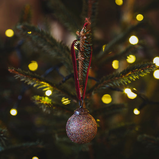 Mini Brown Glitter Ball Decoration