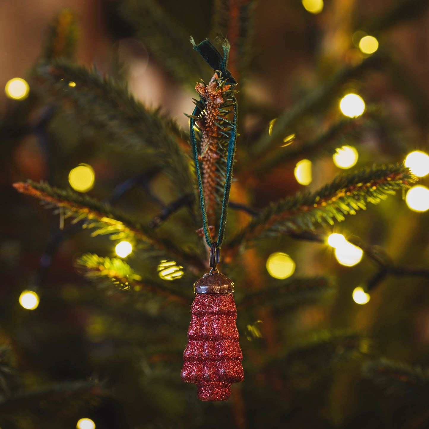 Mini Red Glitter Christmas Tree Decoration