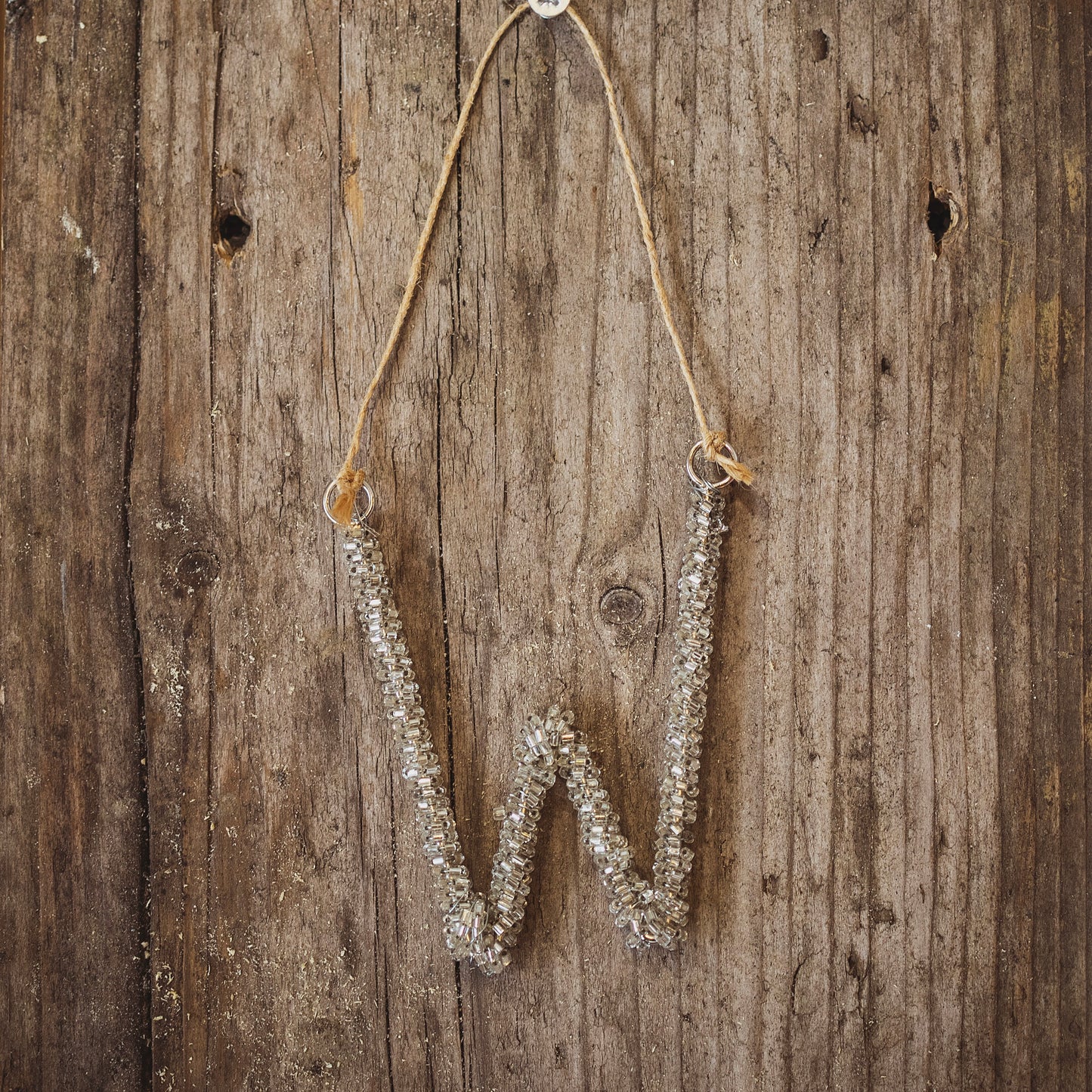 Silver Glass Beaded Letters