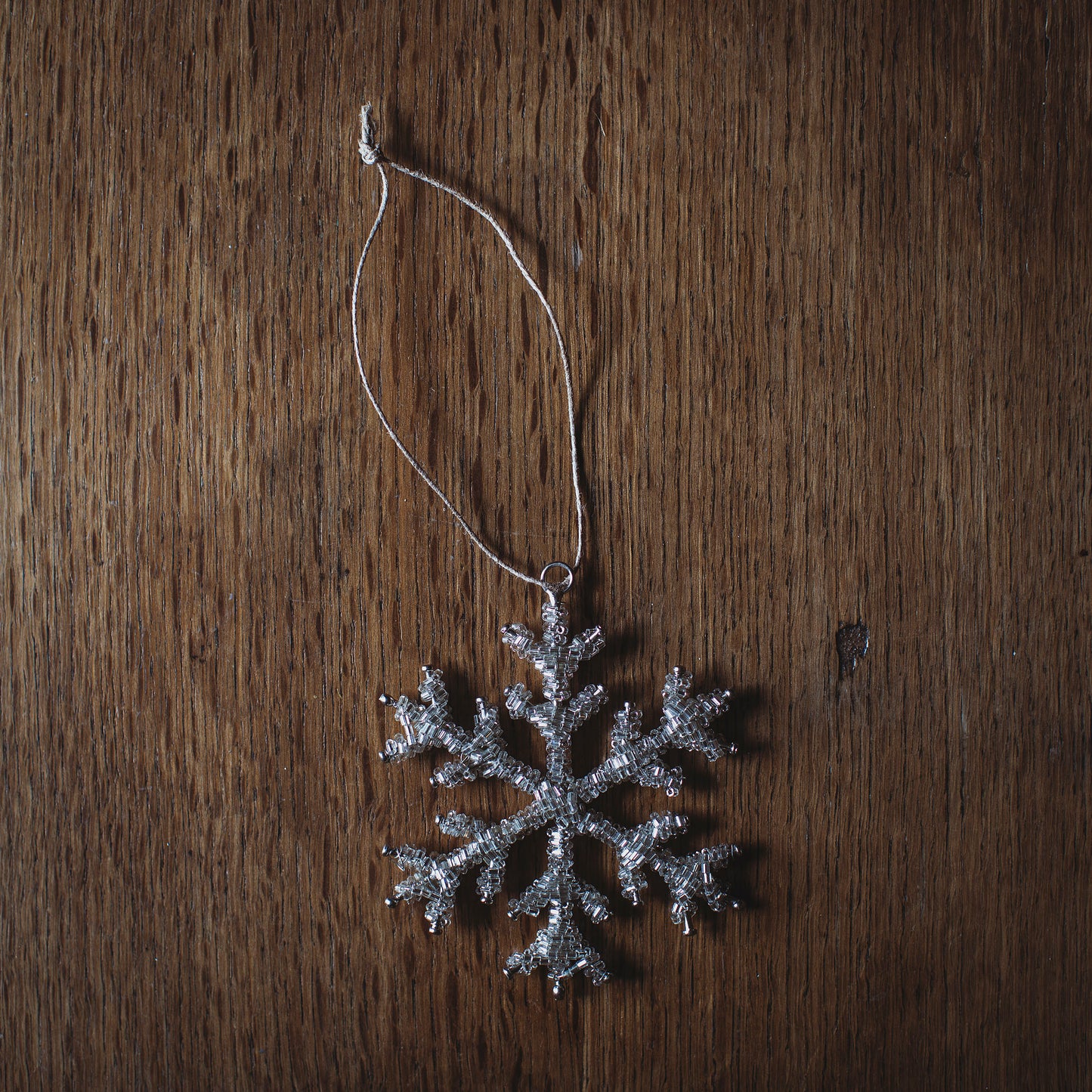 Silver Glass Beaded Large Snowflake