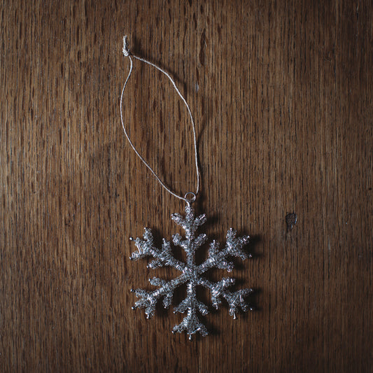Silver Glass Beaded Large Snowflake