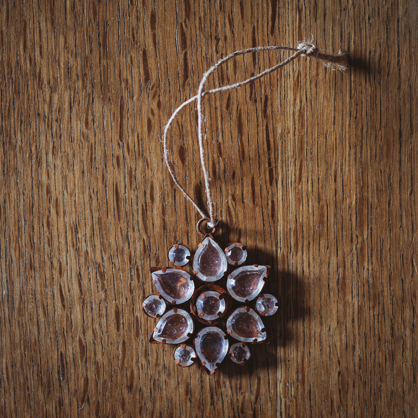 Mini Rusty Rhinestone Snowflake Decoration