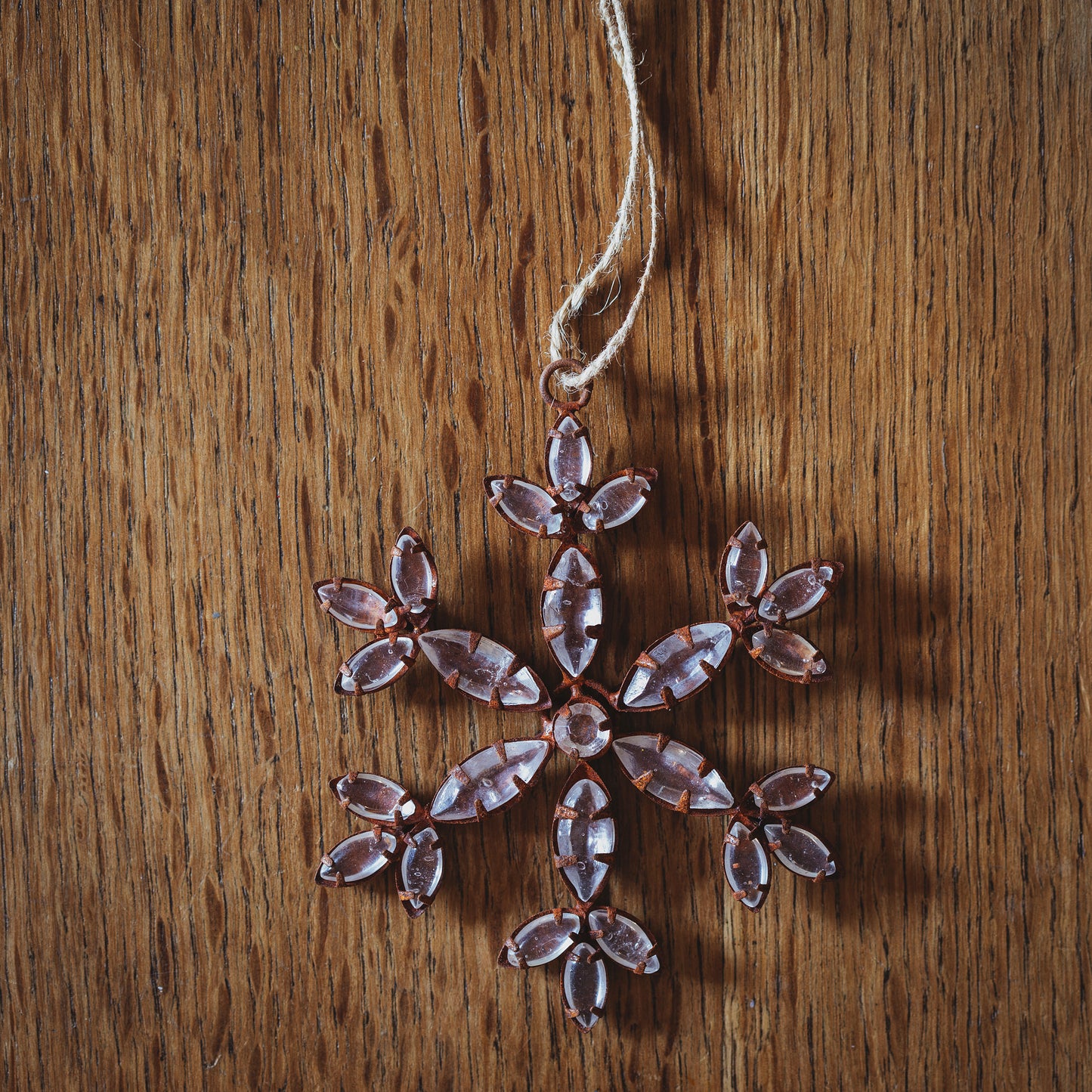 Rusty Rhinestone Snowflake Decoration