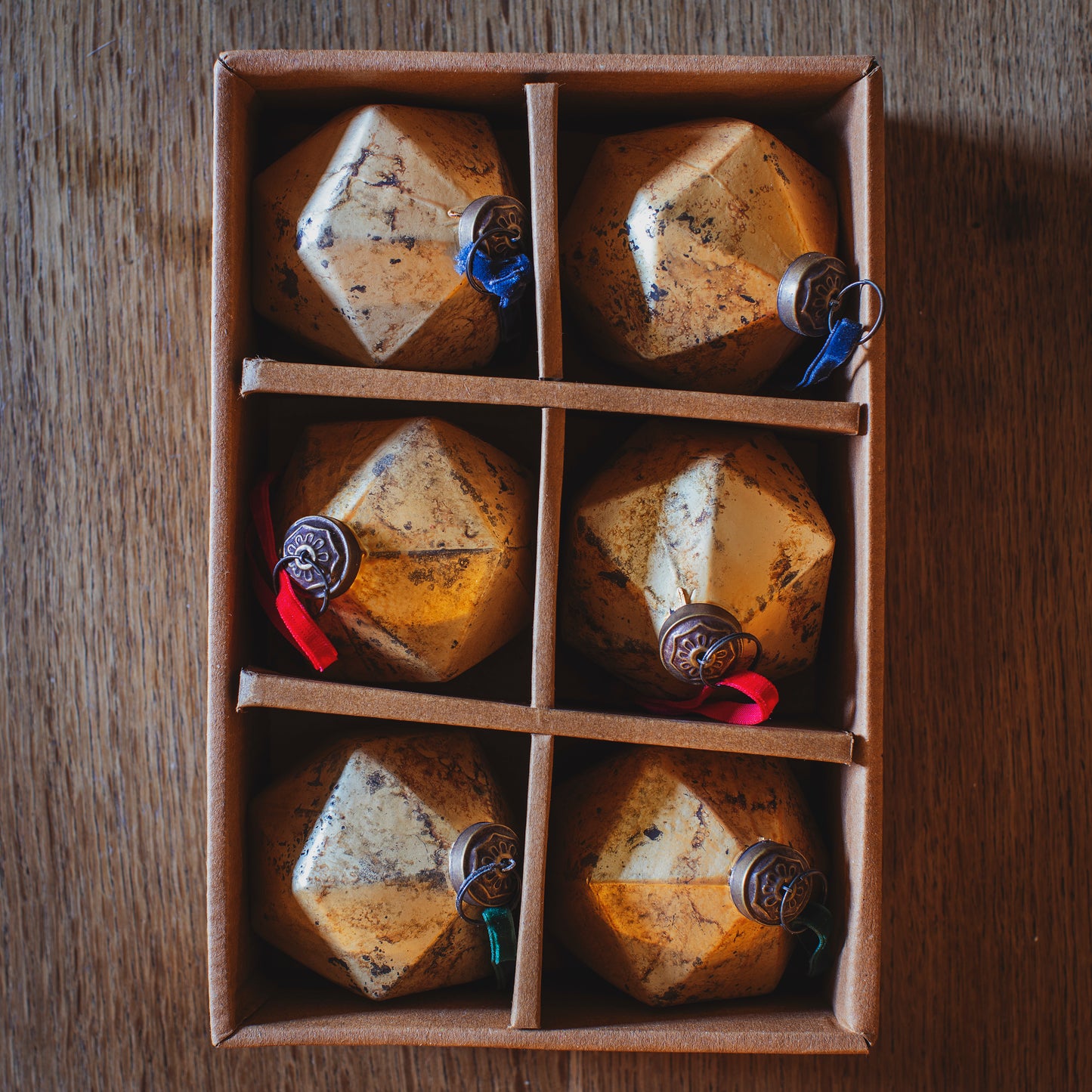 Matt Gold Geometric Glass Baubles