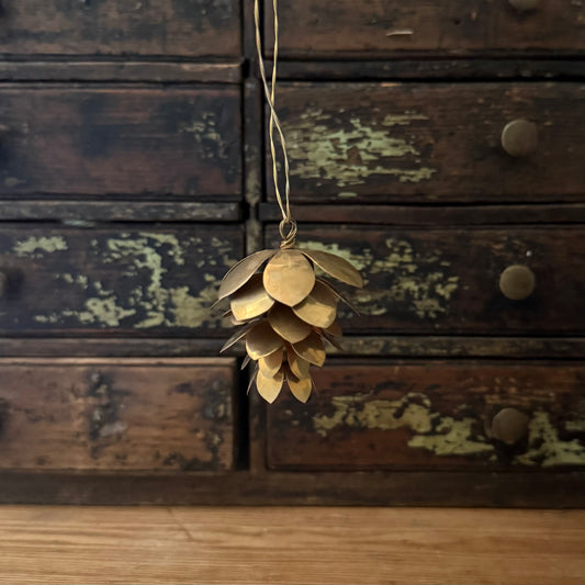 Mini Brass Fir Pine Cone Decoration