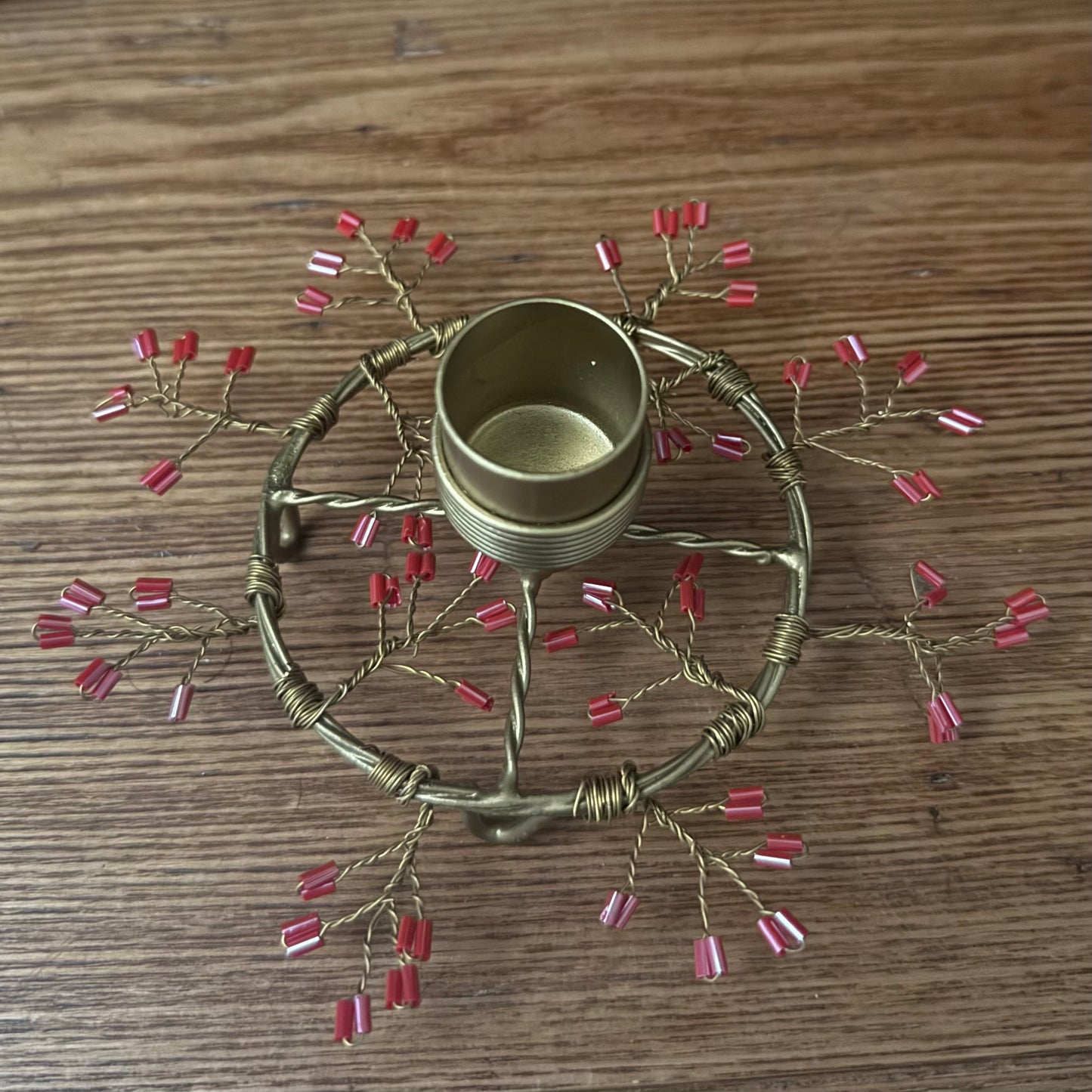Red Beaded Candle Holder