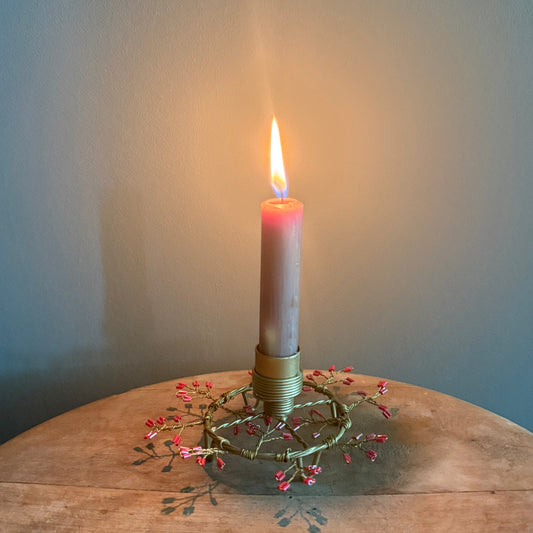 Red Beaded Candle Holder