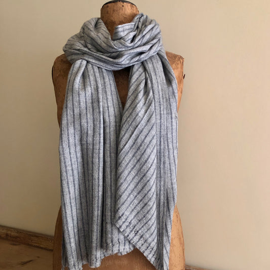 Grey Pin Stripe Large Scarf