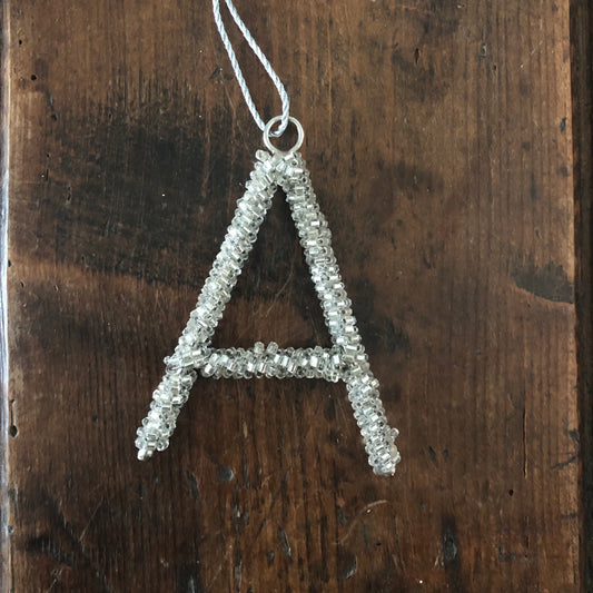 Silver Glass Beaded Alphabet Hanging Decorations