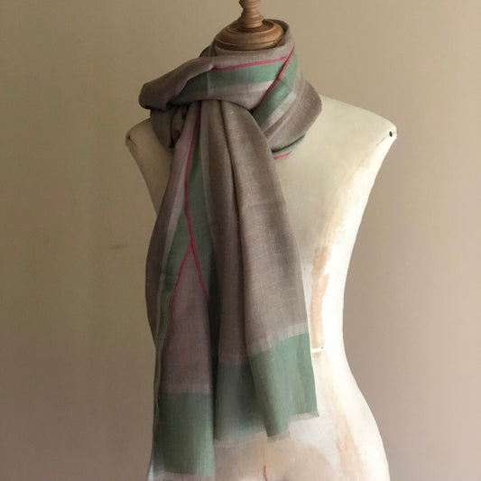 Fine Knit Cashmere Scarf With Silver Thread