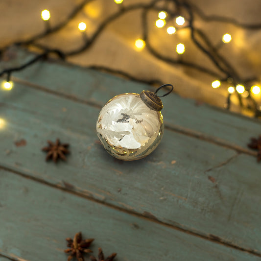 Silver Etched Glass Baubles