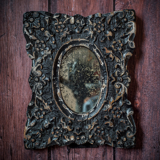 Carved And Painted Mango Wood Mirror