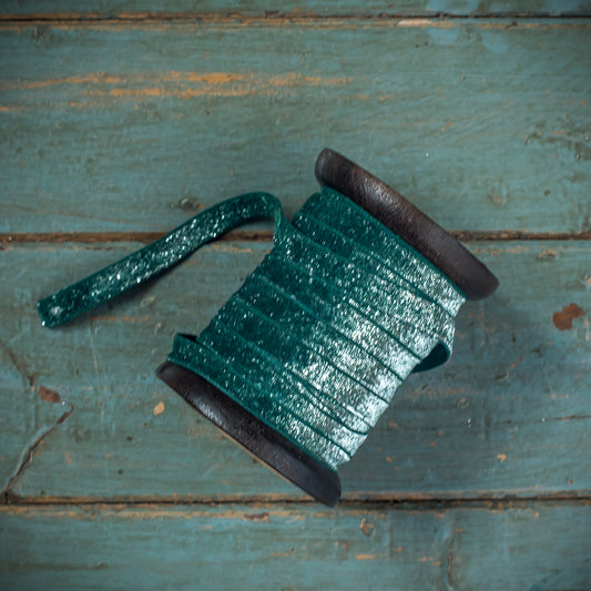 Dark Green Silver Glitter Ribbon