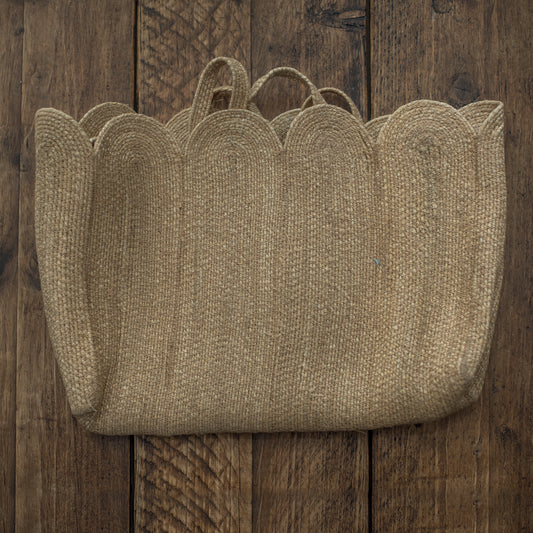 Scallop Top Natural Jute Bag