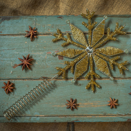 Antique Gold Glass Beaded Tree Topper